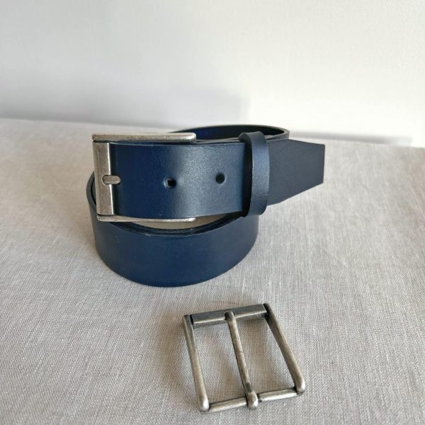 Ceinture au tannage végétal sur-mesure - 3,5 cm de large argent vieilli