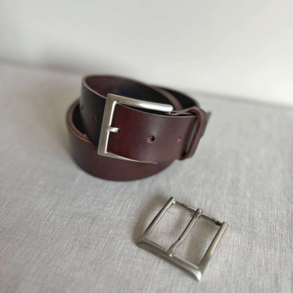 Ceinture au tannage végétal sur-mesure - 4 cm de large, argent